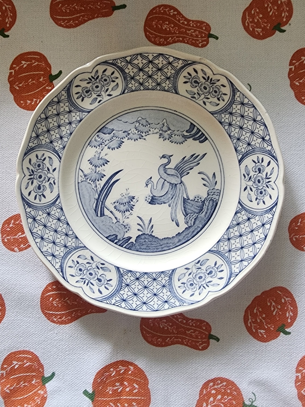 Furnivals Limited Old Chelsea England Blue and White Decorative Ceramic Plate
